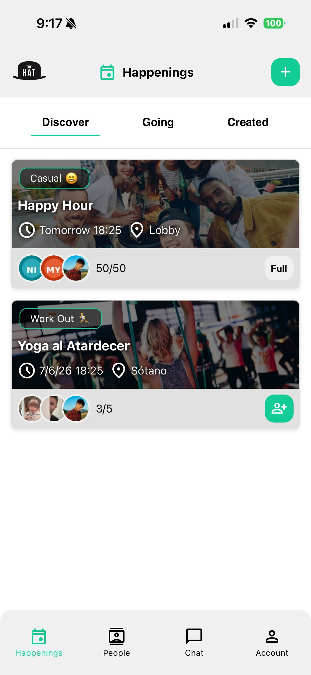 innhapp discover happenings screen